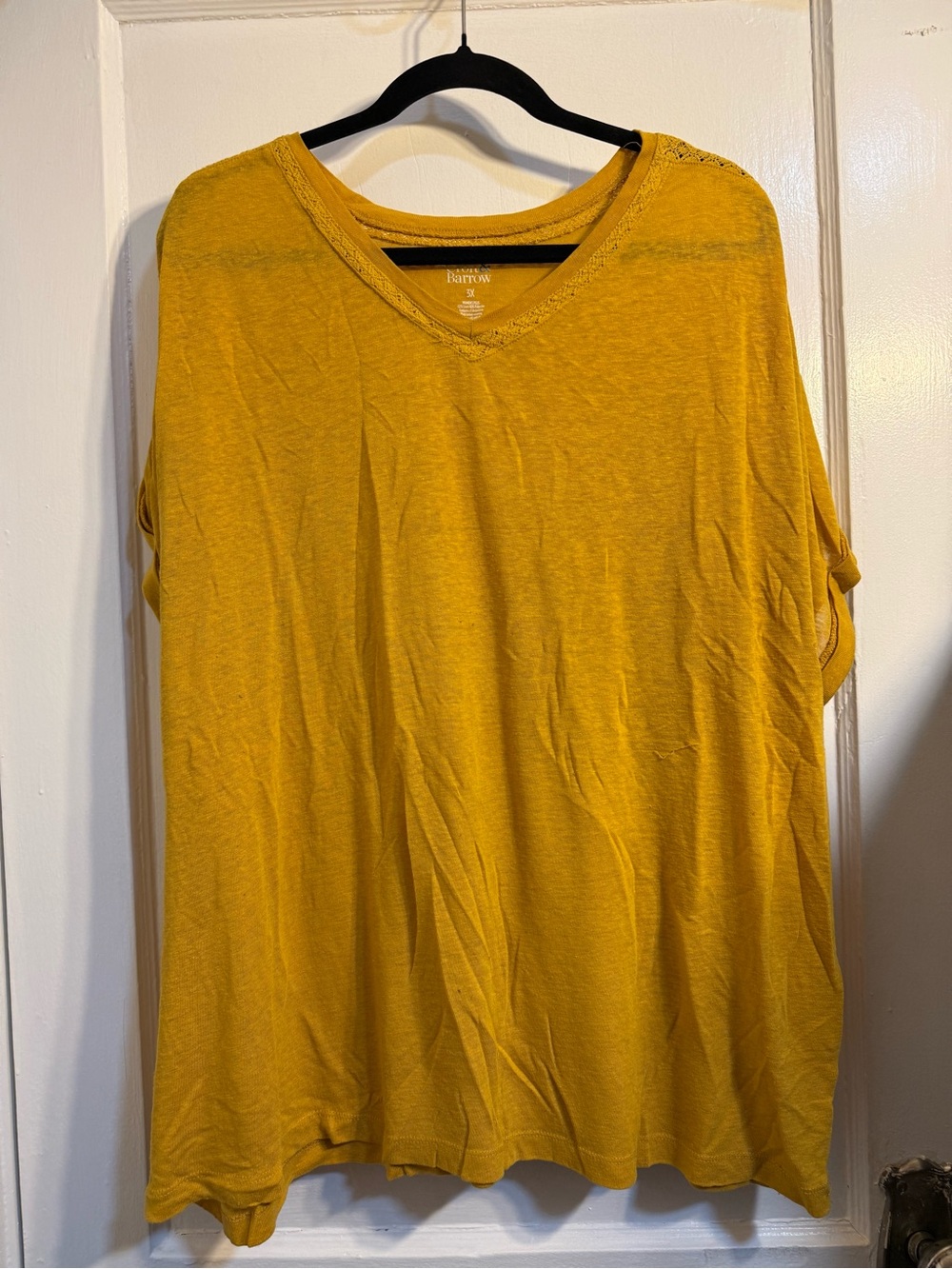 croft & barrow Women's Short Sleeve V-Neck Top in Mustard Yellow